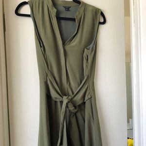 Ann Taylor Petite Green Tie Waist Dress